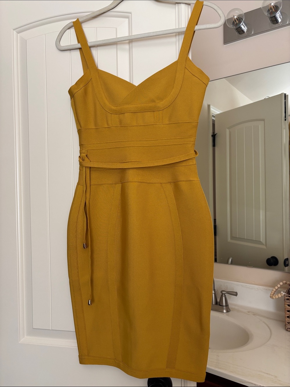 Women's Mustard Sleeveless Sheath Dress
